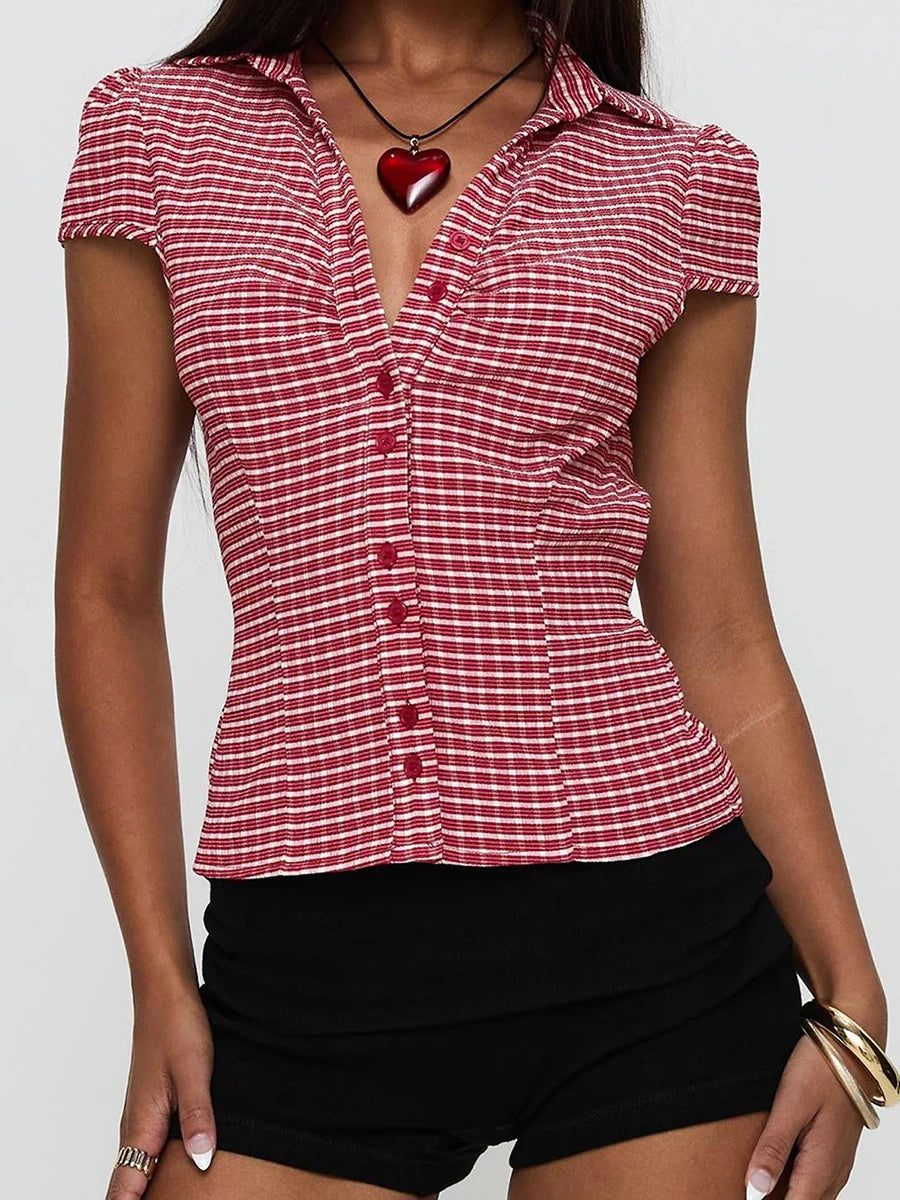Women's Plaid Button-Down Shirt